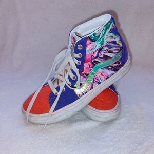 Rare Vans Multicolor Swirl Holographic Stripe Unisex High-Top Sneakers